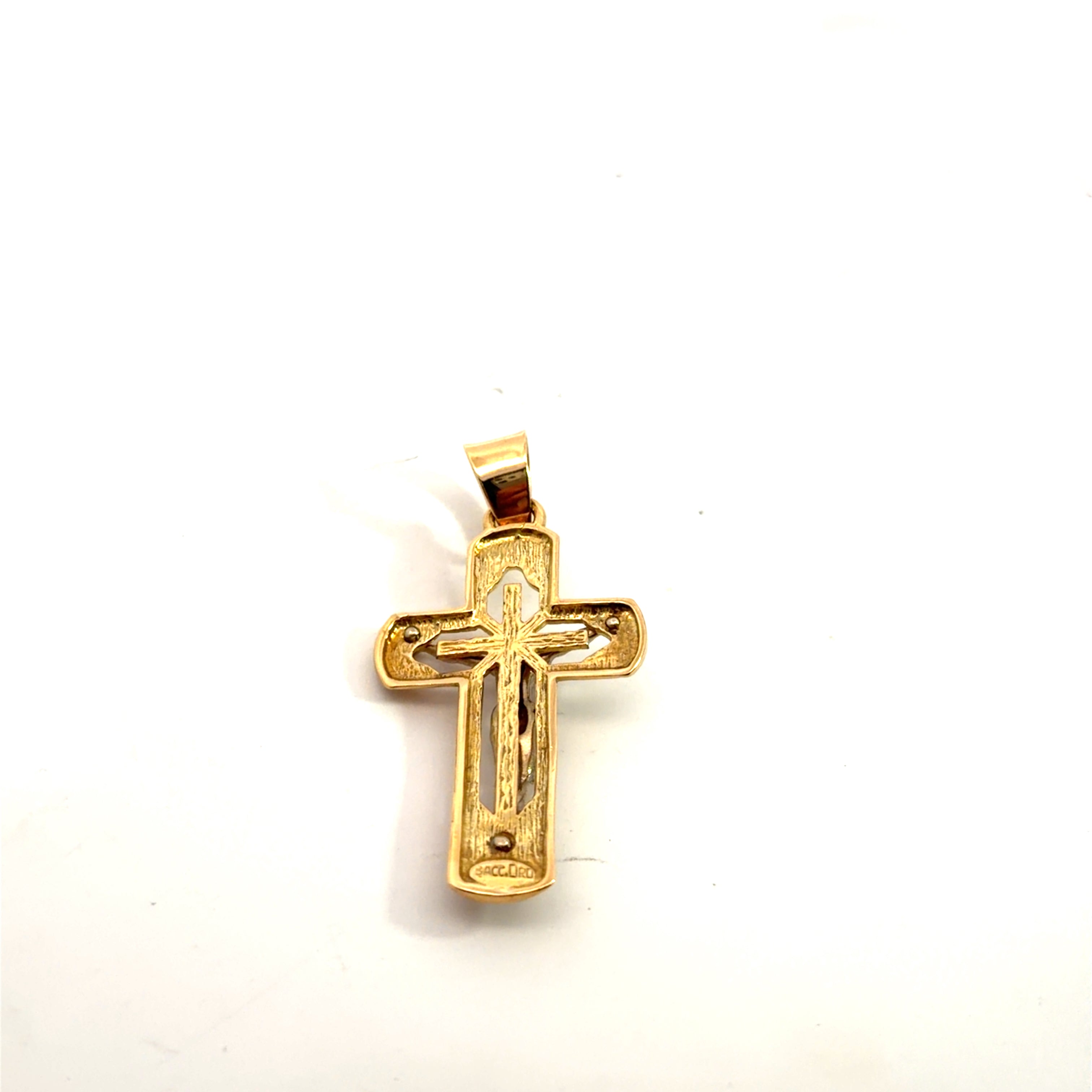 18k Two Tone 6.7 gram Crucifix Cross Pendant