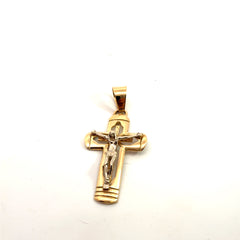 18k Two Tone 6.7 gram Crucifix Cross Pendant