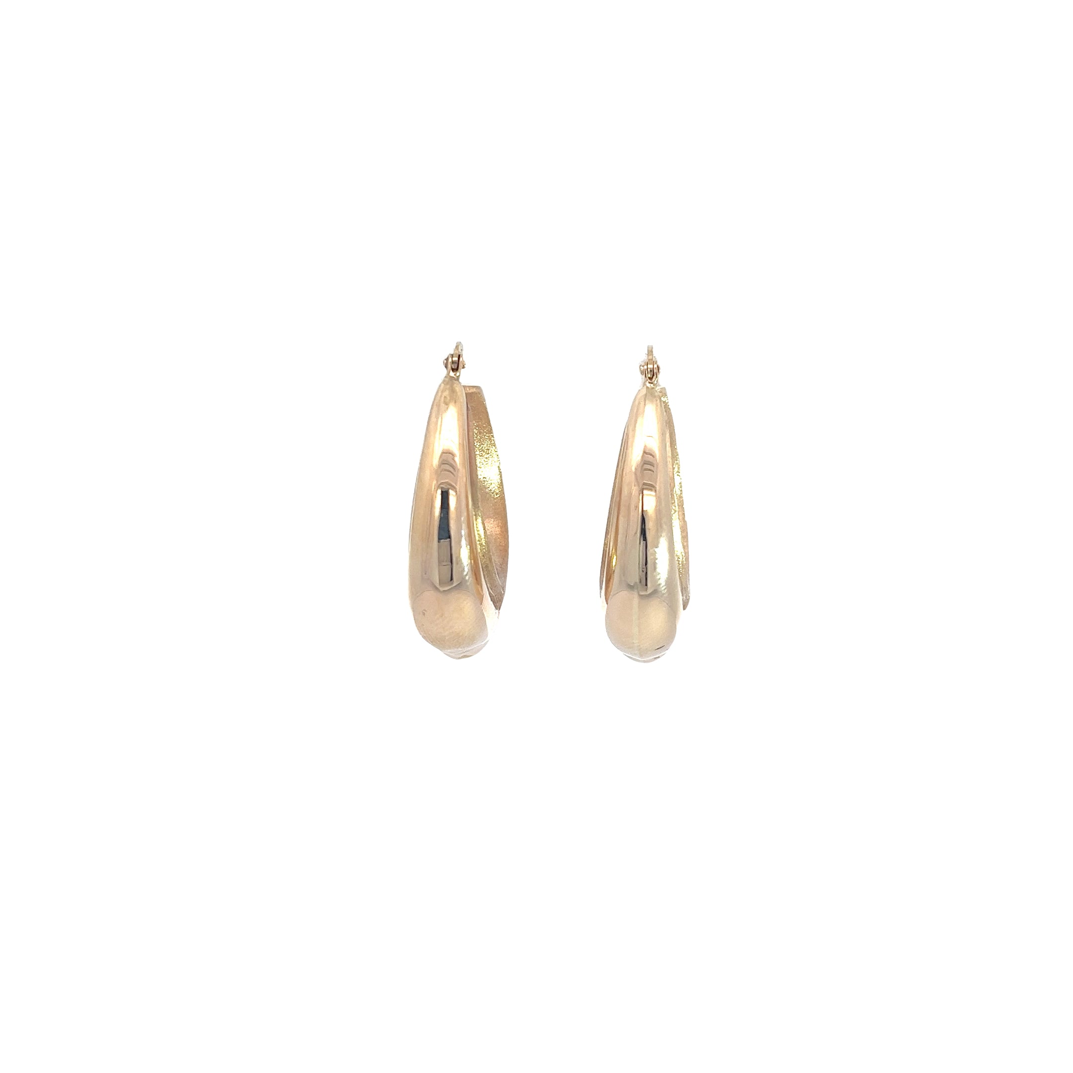 14k Yellow Gold 4.40 Gram Puffed  1x1 inch Hoop Earrings