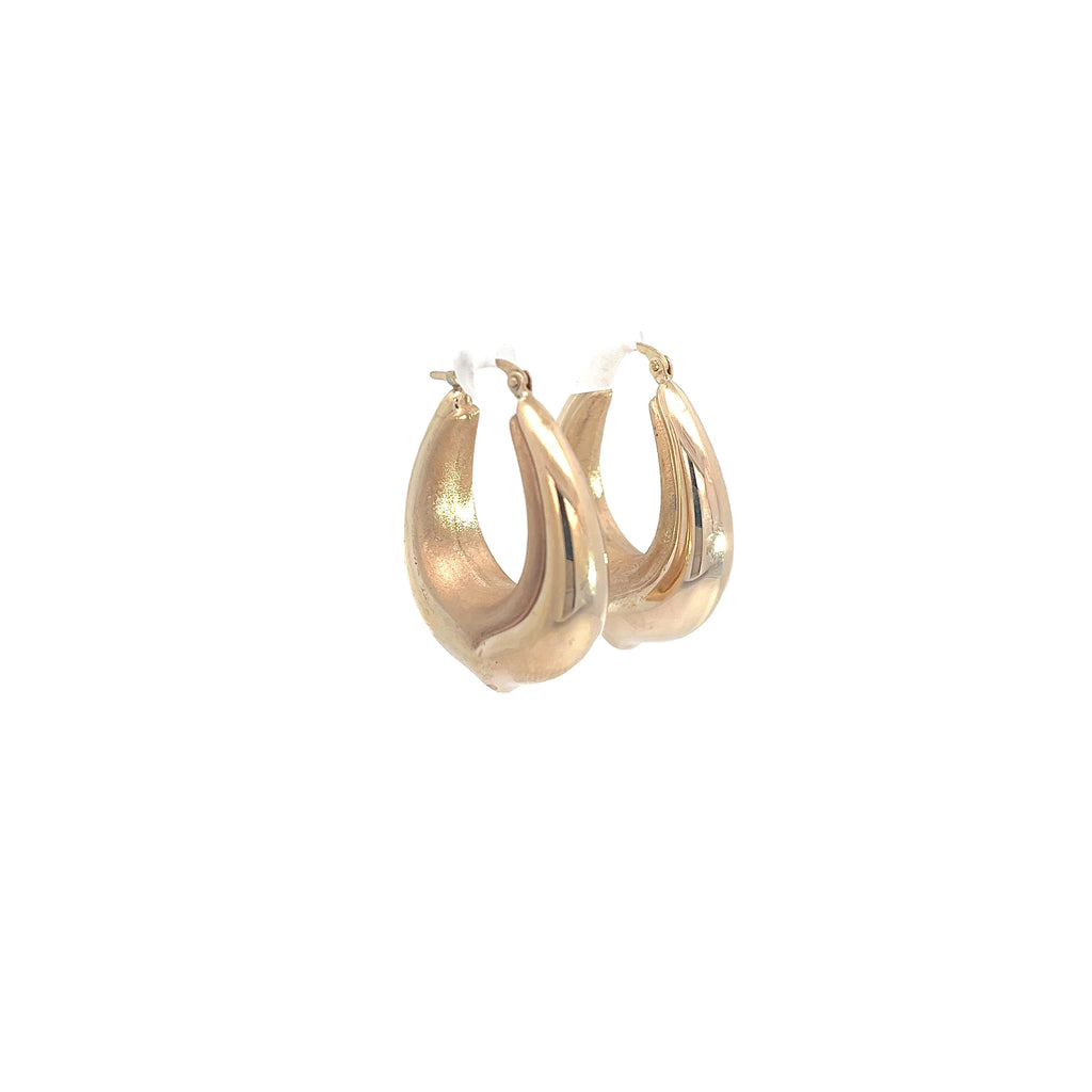 14k Yellow Gold 4.40 Gram Puffed  1x1 inch Hoop Earrings