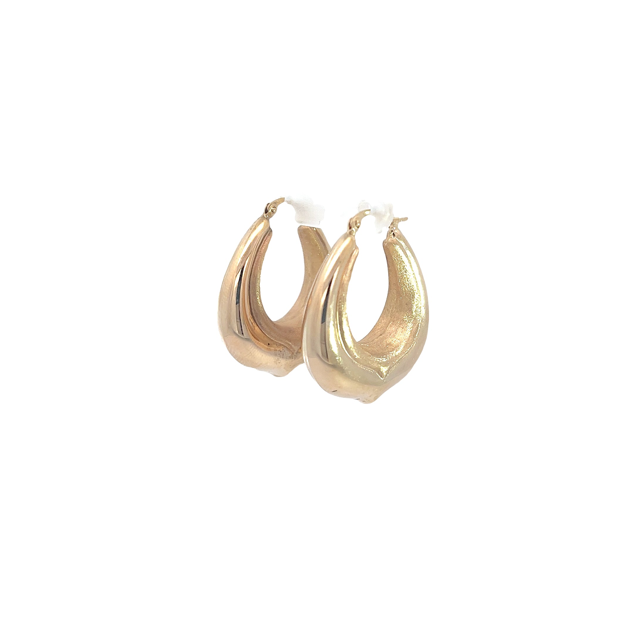 14k Yellow Gold 4.40 Gram Puffed  1x1 inch Hoop Earrings