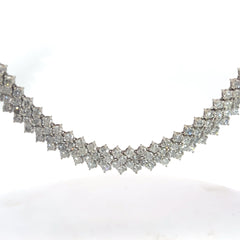 14k White Gold 72.00ct G SI2/ I1 Round Diamond 4 Row Diamond Tennis Necklace