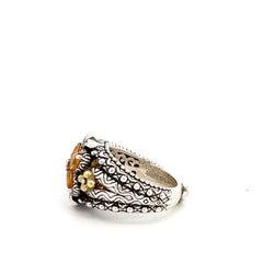 Pre-Loved Barbara Bixby 18k Yellow Gold / 925 Silver with Citrine Flower Design Ring