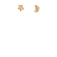 14k Yellow Gold Moon and Star Stud Baby Earrings
