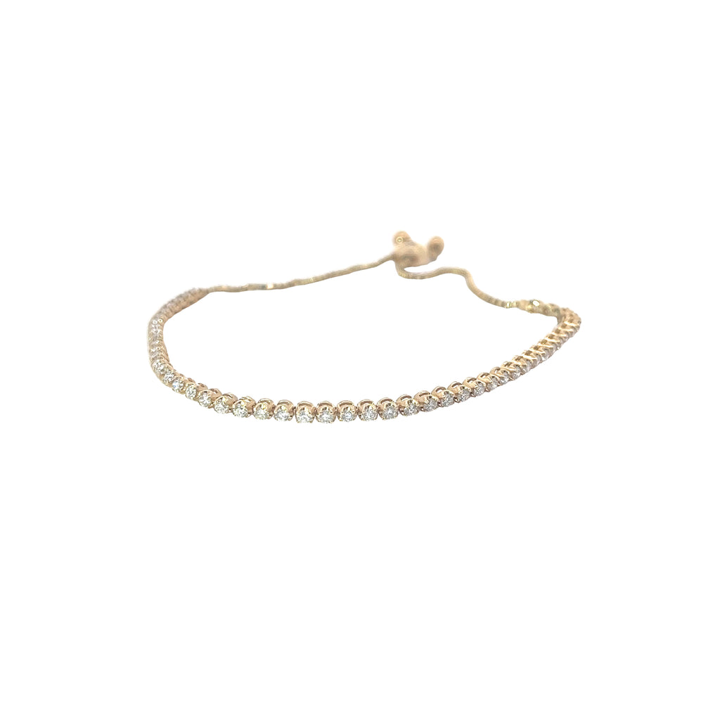 14k Yellow Gold 1.50ct G VS2 Round Diamond Bolo Bracelet