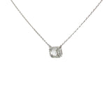 Ladies 14k white gold Diamond Solitaire with diamond halo Necklace