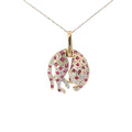 14k Yellow Gold .75ct Princess Cut Ruby and .25ct G SI1 Round Diamond Panther Necklace 6.7 gram