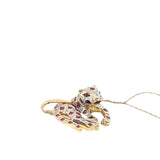 Ladies 14k yellow gold Diamond and Ruby Panther Necklace