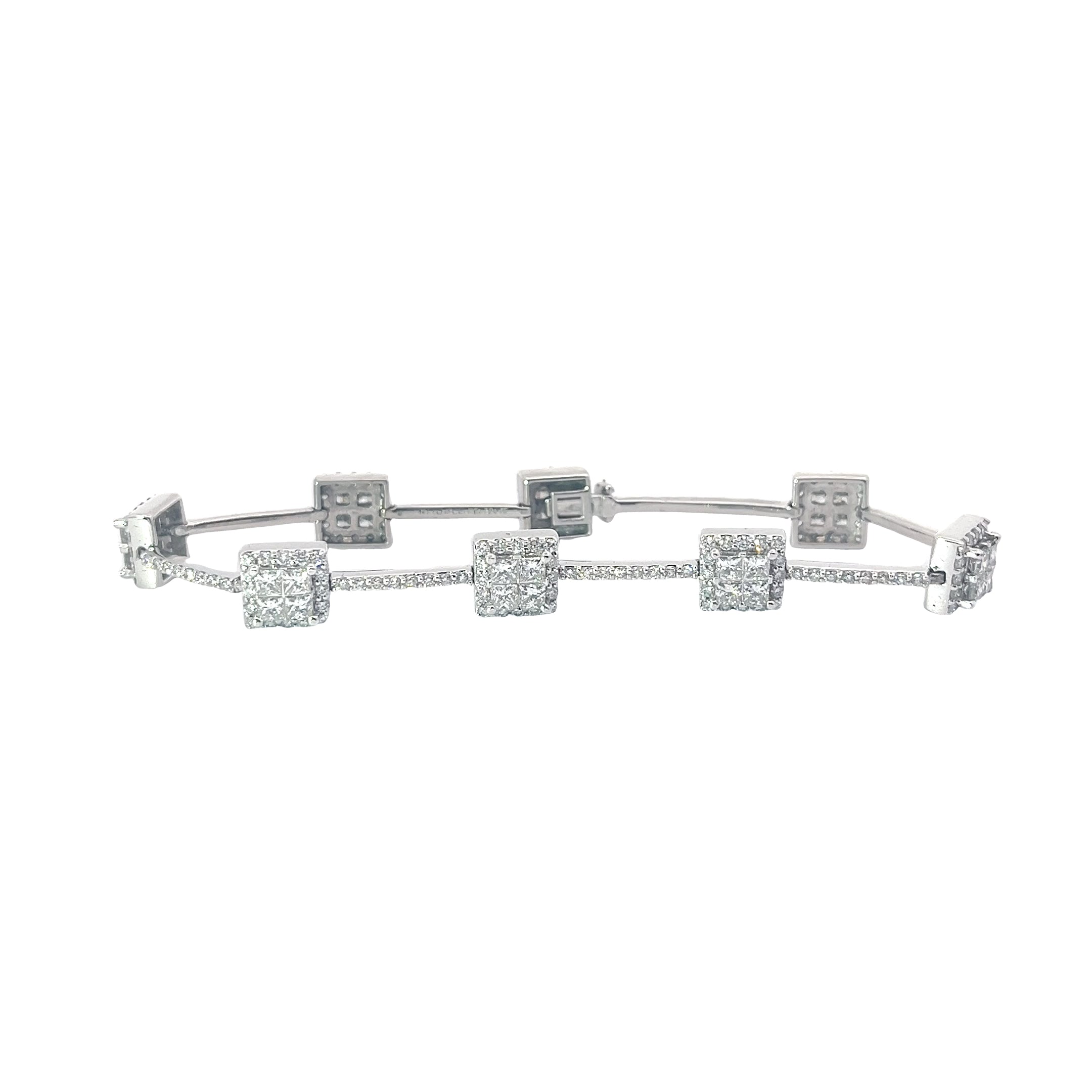 14K WHITE GOLD 4CT GVS2 PRINCESS CUT INVISIBLE SET RING