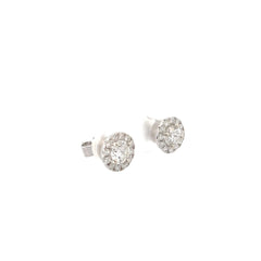 18k White Gold 1.27ct G VS2 Round Diamond /.47ct G VS2 Round Diamond Halo Diamond Stud Earrings