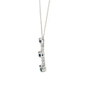 14k White Gold 1ct Total Weight of  Round Blue Sapphire and Baguette Diamond Past Present Future Pendant