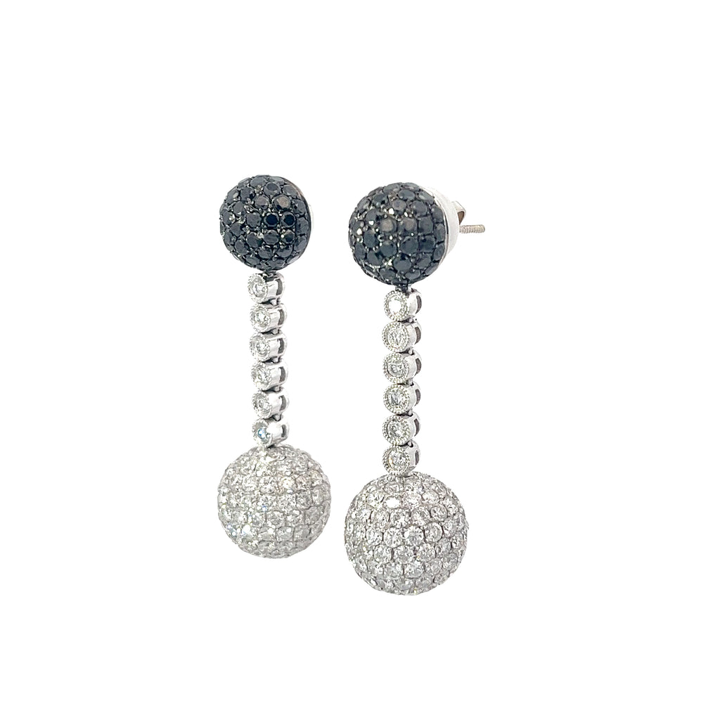18k White Gold 4.50ct F VS2  White Diamond  & 1.00ct Black Diamond Drop Earrings
