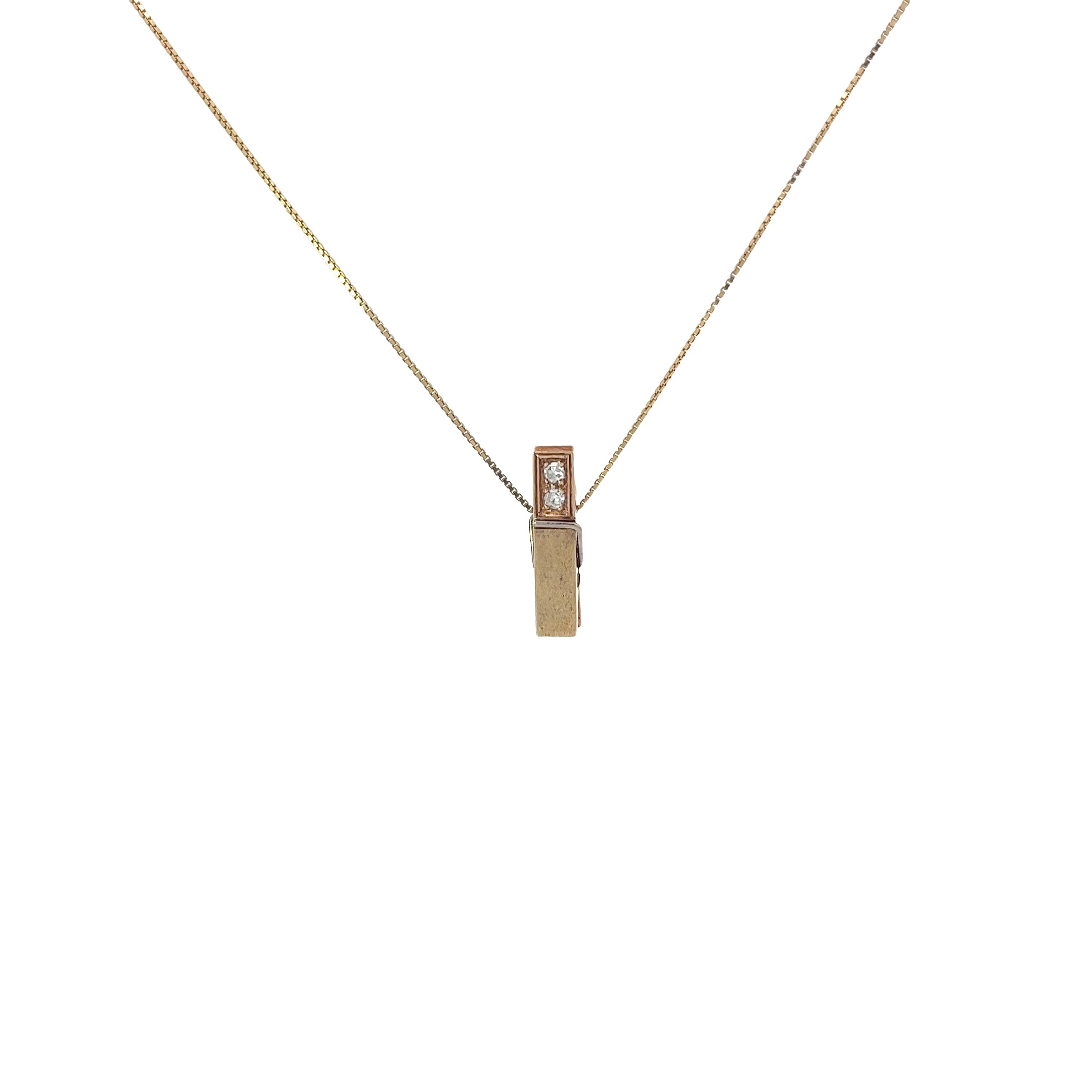 14k Yellow Gold .06ct Diamond Clothing Line Hanger Pendant/ Charm 4.2 gram