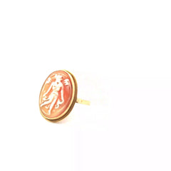14k Yellow Gold Oval Cameo Vintage Ring 20x15 Size 8