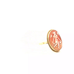 14k Yellow Gold Oval Cameo Vintage Ring 20x15 Size 8