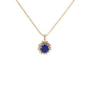 18k Yellow Gold 2.00ct Pear Shape Tanzanite and .40ct F VS2 Round Diamond Necklace