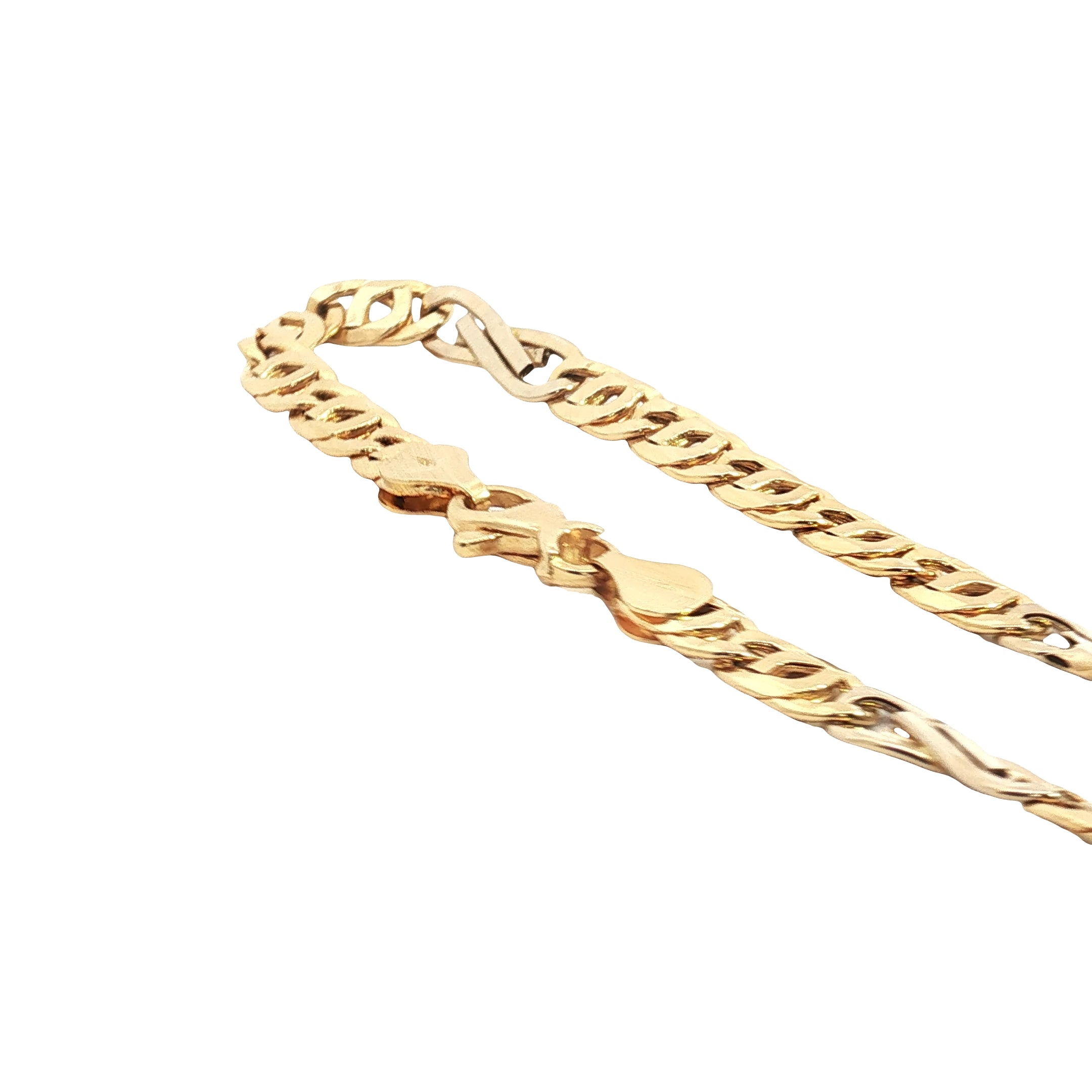 18k Yellow Gold 7.1 gram Hand Polish Men Link Bracelet 8"inch