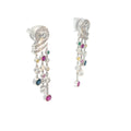 18k White Gold 2.00ct F VS2 Round Diamond / 2.30ct Round Multi-Colored Red, Green, Yellow, Pink Sapphire and Ruby Di Modolo Dangle Earrings