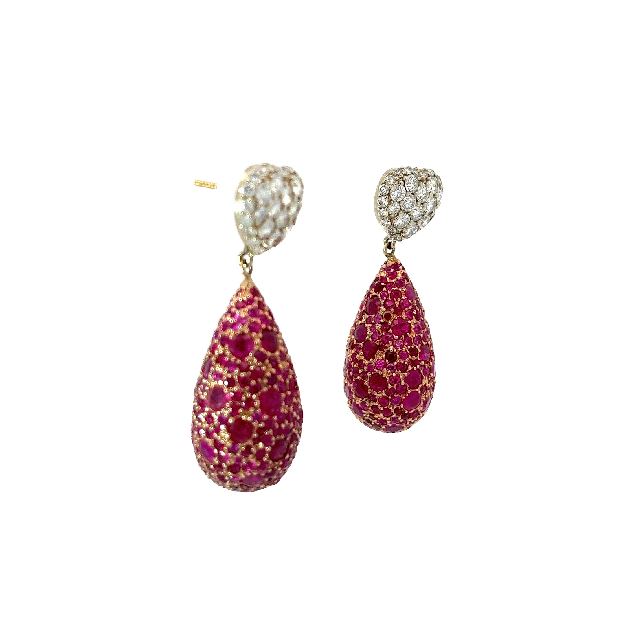 Ladies Vintage 18k Diamond and Ruby Earrings