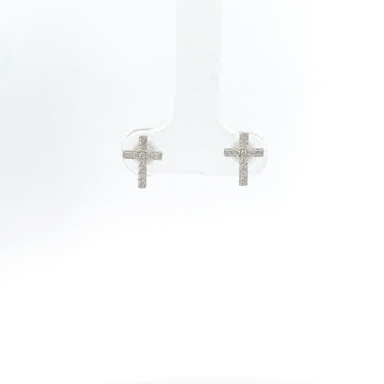 14k White Gold .25ct G VS2 Round Diamond Cross Stud Earrings