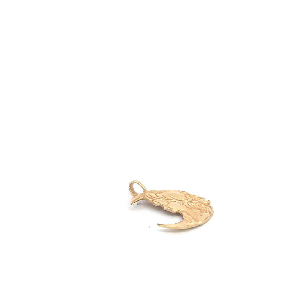 14k Yellow Gold 1.90 Gram Moon Lady Charm 1 Inch