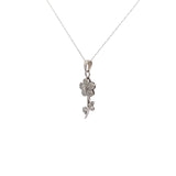 Ladies 14k White Gold Diamond Flower Necklace