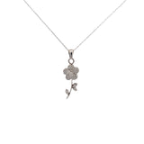 Ladies 14k White Gold Diamond Flower Necklace