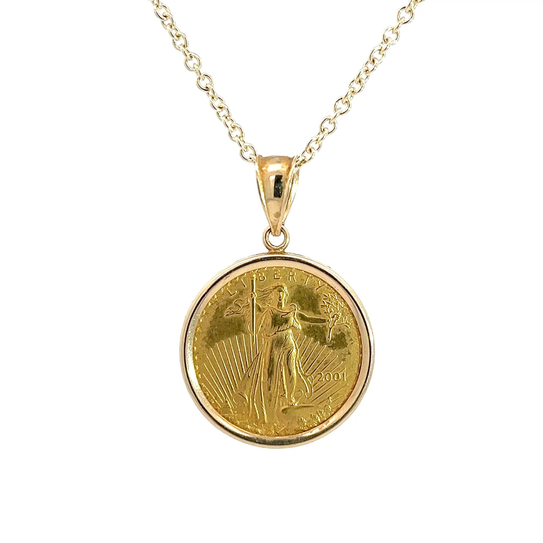 22k Yellow Gold 2001 $10.00 US Gold Coin Frame