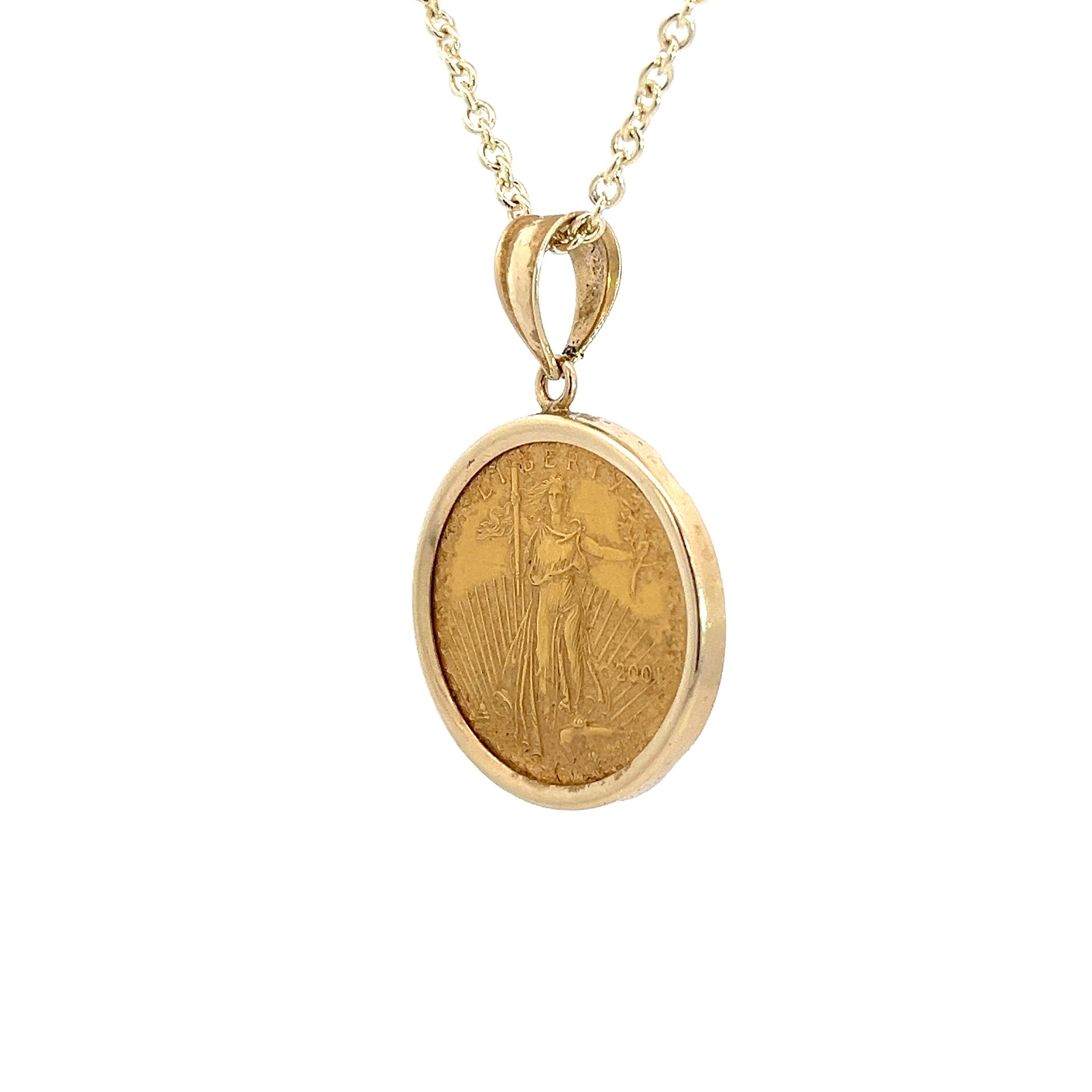 22k Yellow Gold 2001 $10.00 US Gold Coin Frame