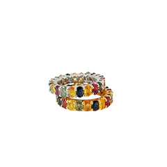 14k Yellow and White Gold 6.20ct Multi Colored Sapphire Eternity Bands