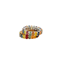 14k Yellow and White Gold 6.20ct Multi Colored Sapphire Eternity Bands