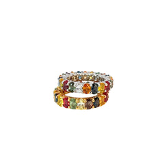 14k Yellow and White Gold 6.20ct Multi Colored Sapphire Eternity Bands