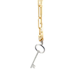 Ladies 14k Yellow Gold Diamond key necklace