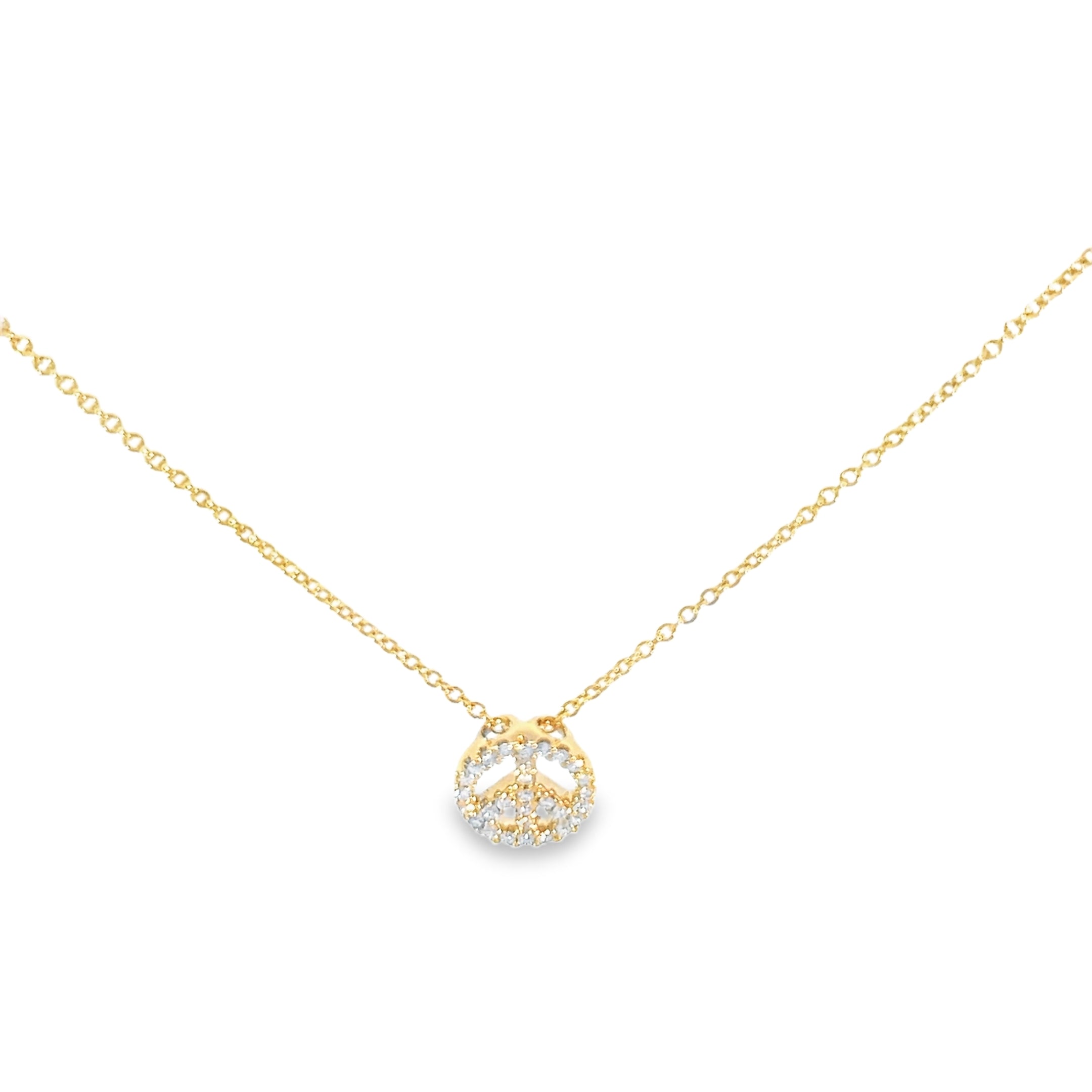 14k Yellow Gold .25ct G VS2 Round Diamond Peace Sign Pendant