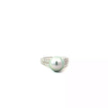 18k White Gold .75ct G VS2 Round Diamond / Fresh Water Silver Pearl 10.5mm Ring