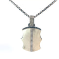 Sterling Silver Beaded Necklace/ Warrior Shield with Cubic Zirconium Stone Pendant