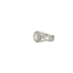 14k white gold .75ct F SI1 Round diamond and .75ct G VS2 Round Diamond along the side  engagement ring