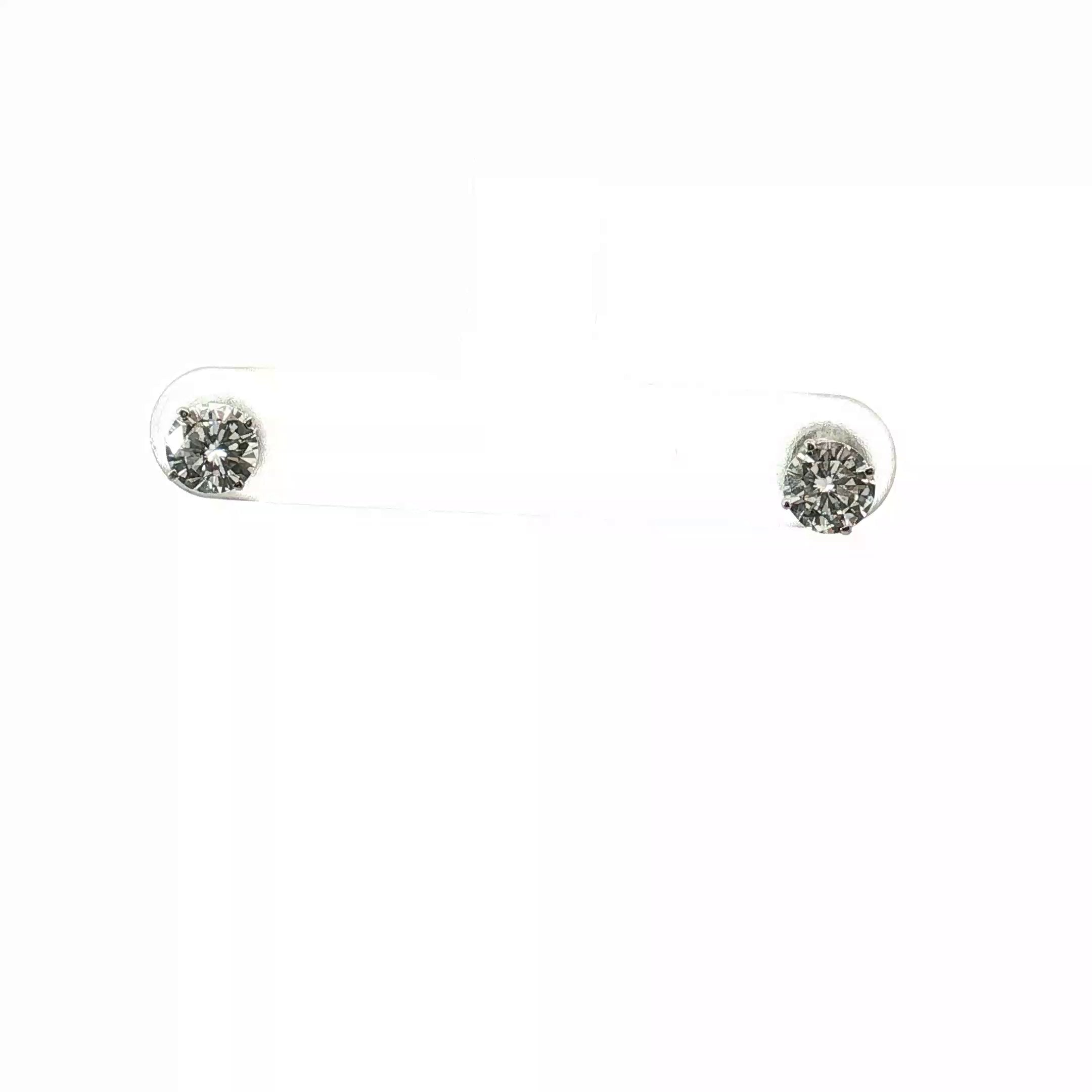 14k White Gold 1.00ct G VS2 Round Diamond Stud Earrings