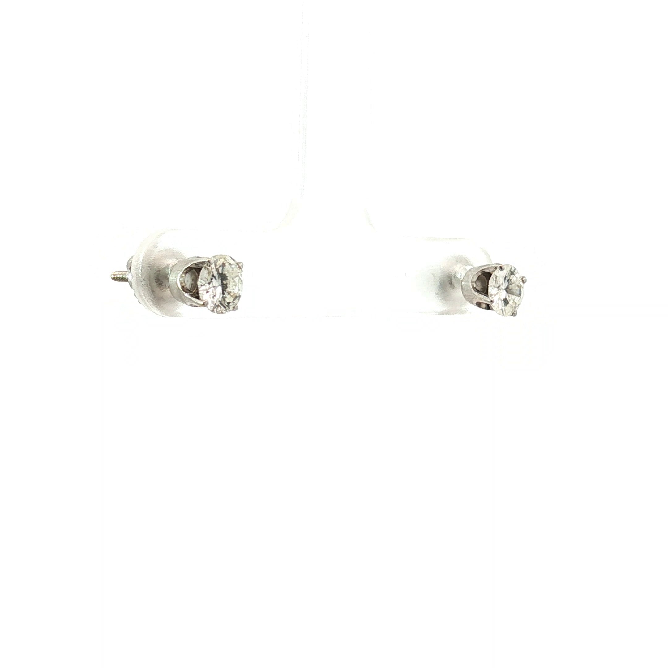 14k White Gold 1.00ct G VS2 Round Diamond Stud Earrings