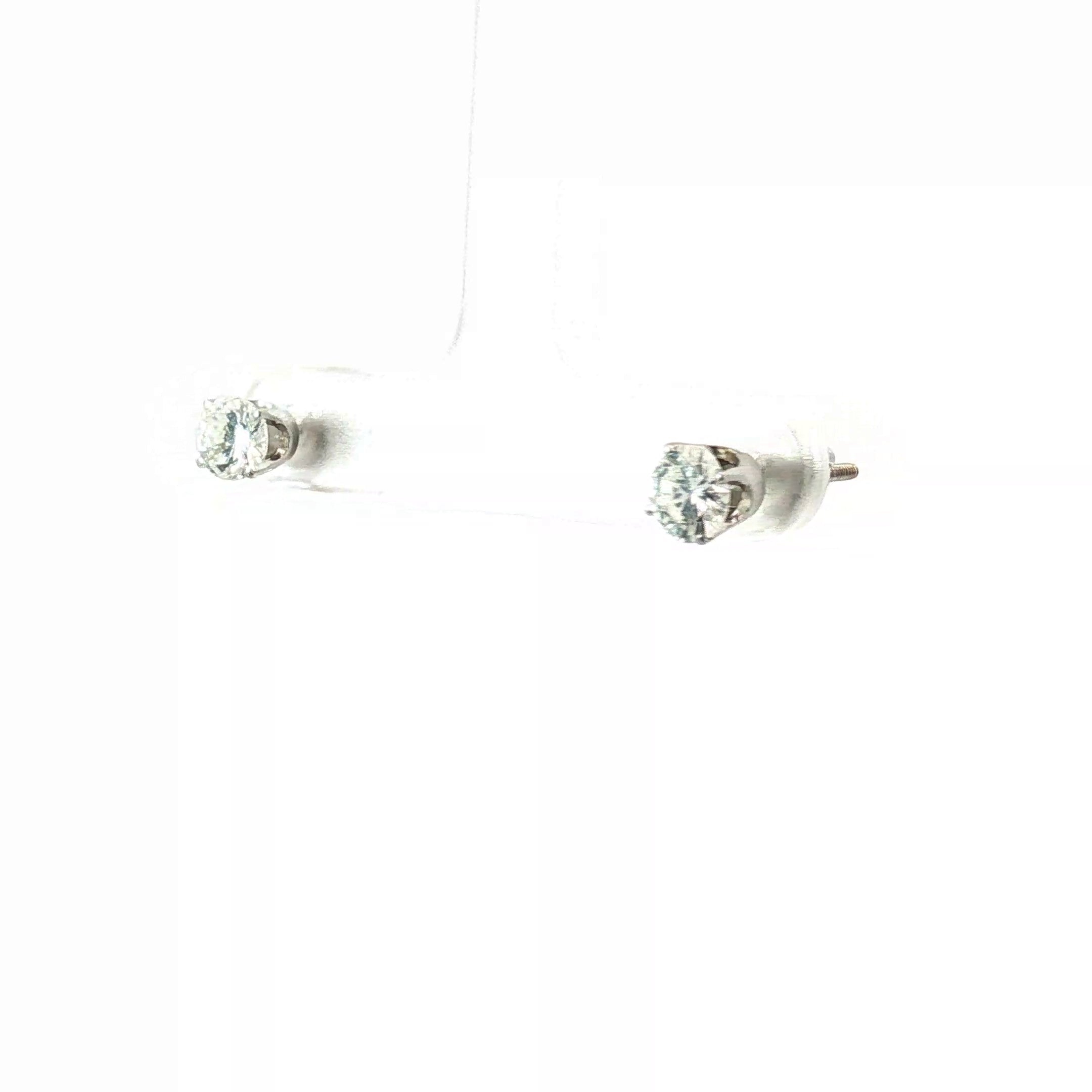 14k White Gold 1.00ct G VS2 Round Diamond Stud Earrings