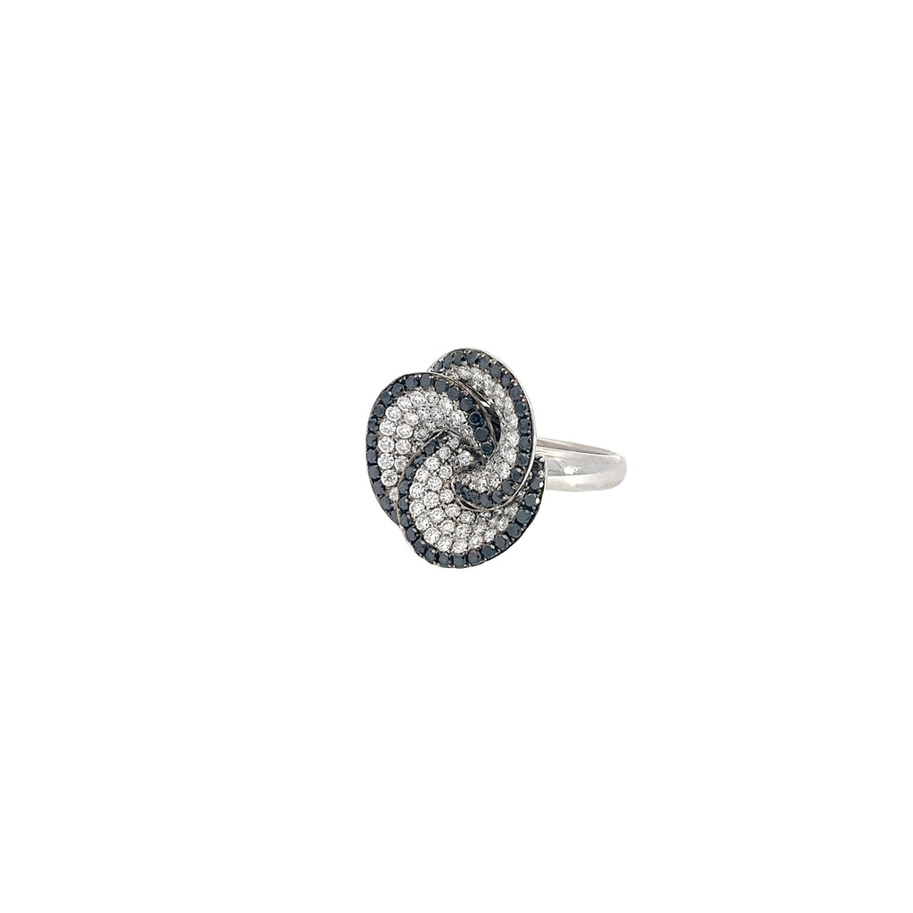 18k White Gold .61ct Round Black and 1.80ct F VS2 Round Diamond Fashion Ring