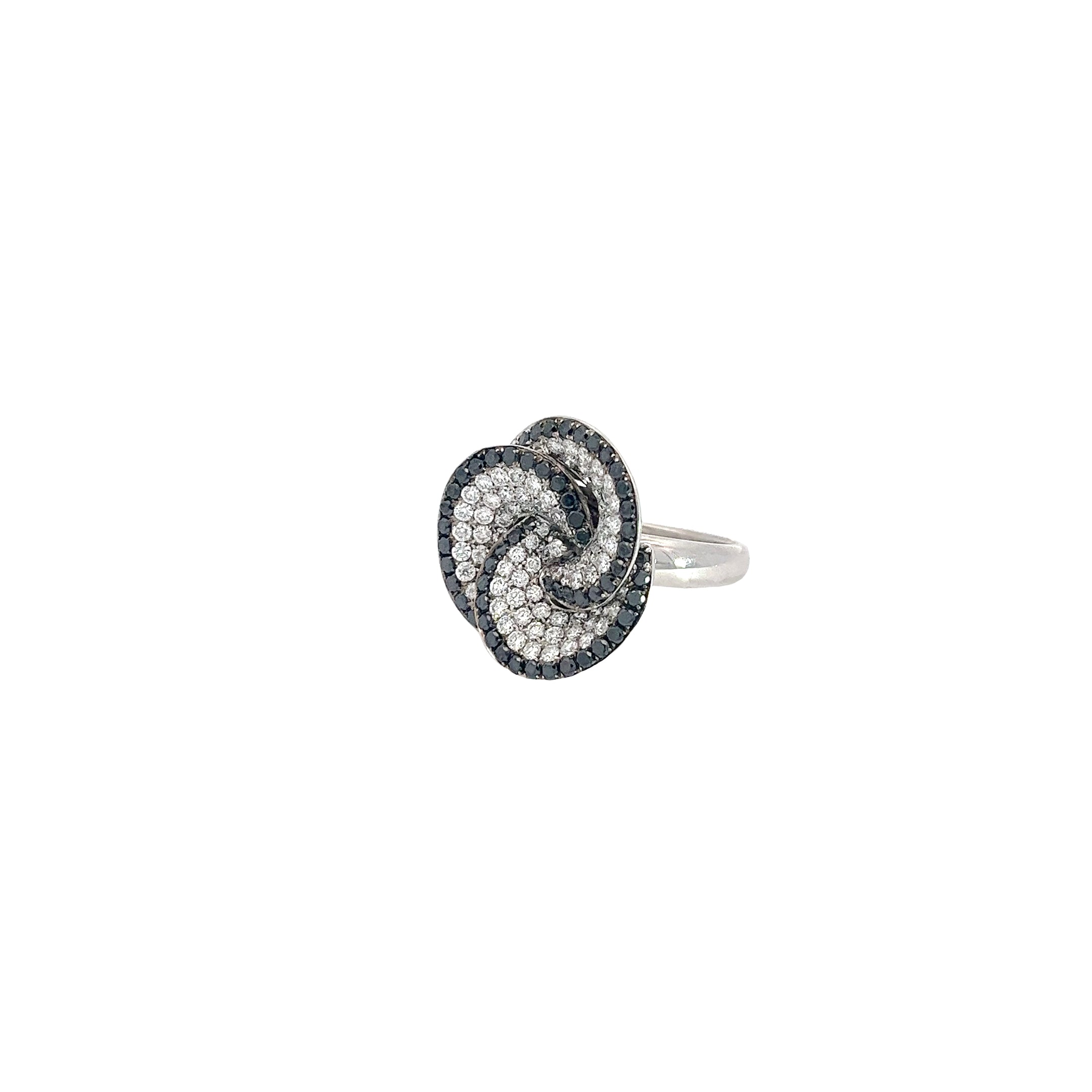 18k White Gold .61ct Round Black and 1.80ct F VS2 Round Diamond Fashion Ring