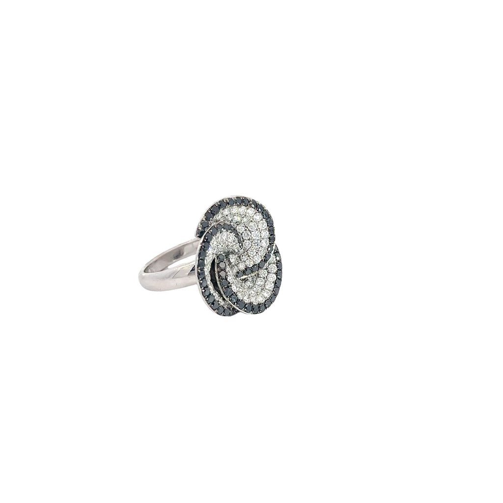 18k White Gold .61ct Round Black and 1.80ct F VS2 Round Diamond Fashion Ring