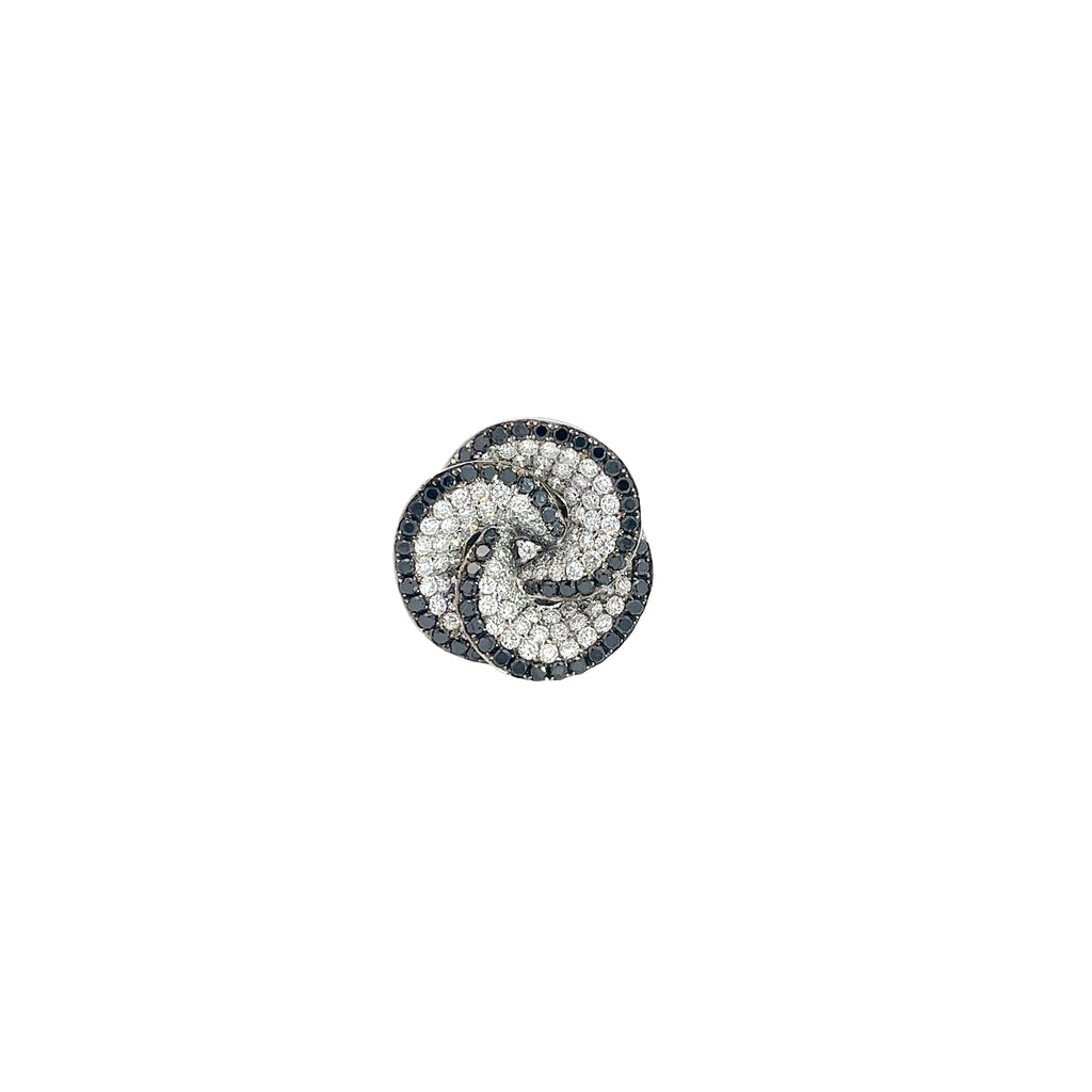 18k White Gold .61ct Round Black and 1.80ct F VS2 Round Diamond Fashion Ring