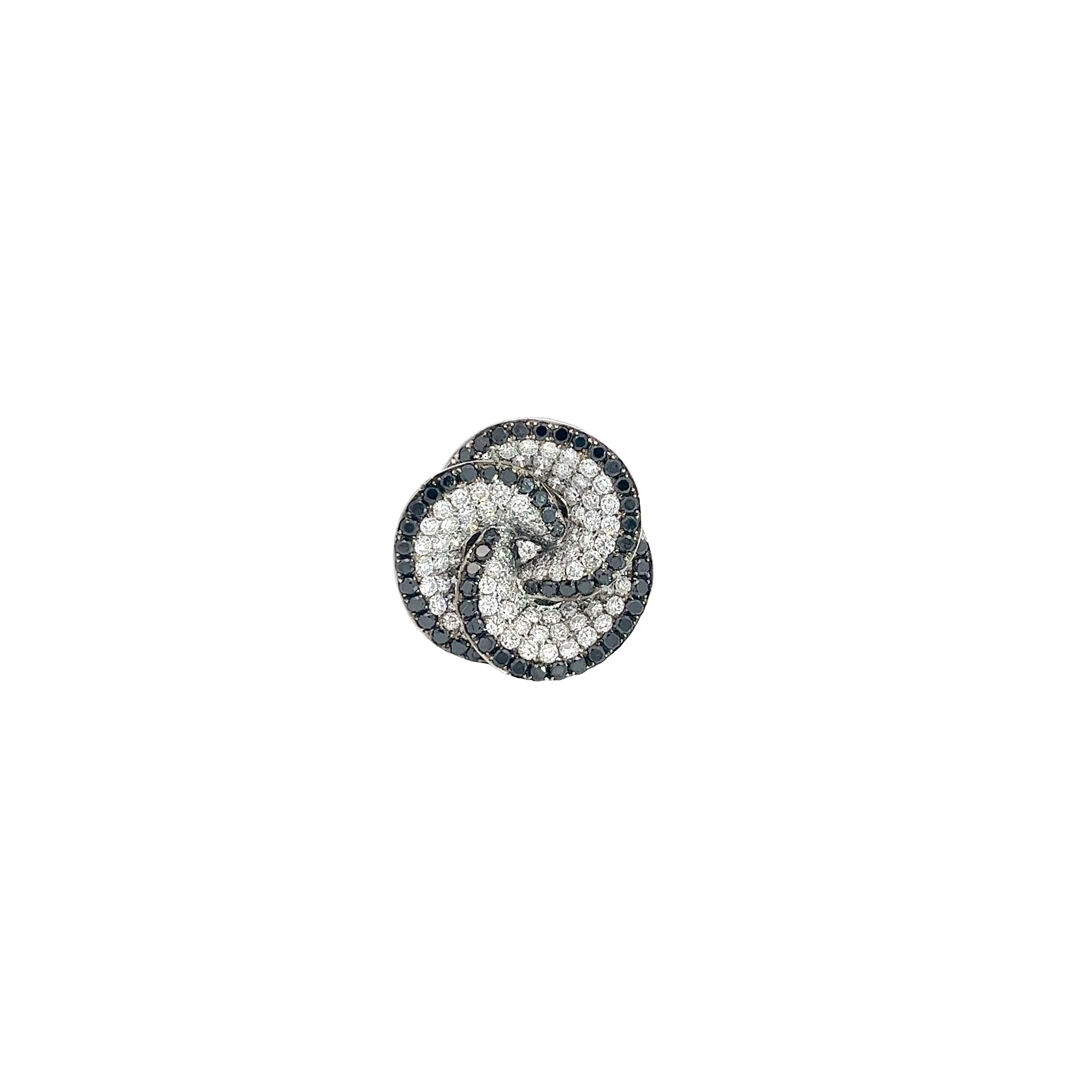 18k White Gold .61ct Round Black and 1.80ct F VS2 Round Diamond Fashion Ring
