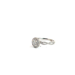 14k White Gold 1.00ct G SI1 Round Diamond with Halo Total Weight in Diamond Engagement Ring