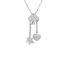 18K WHITE GOLD .35CT FVS2 ROUND DIAMOND CLUSTER HEART AND STAR NECKLACE
