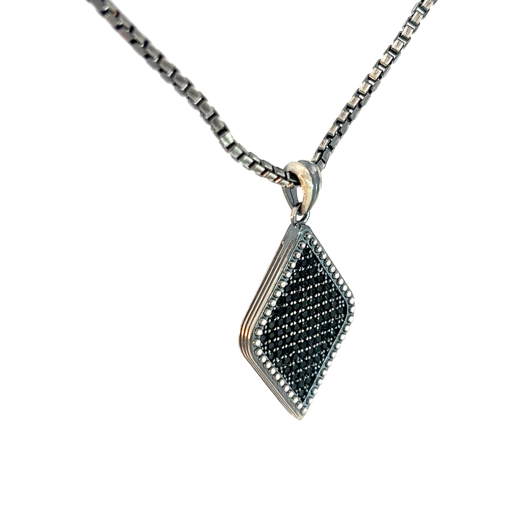 Sterling Silver 23.2 gram Necklace/ with Black Onyx Pendant