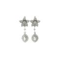 14k White Gold 3.06ct F VS2 Round Diamond Flower Vintage Earrings