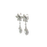 Ladies 14k White Gold Vintage Diamond flower earrings